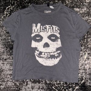 Misfits Band Divided H&M Gray Crop Top Short Sleeved Shirt Women’s Size Large